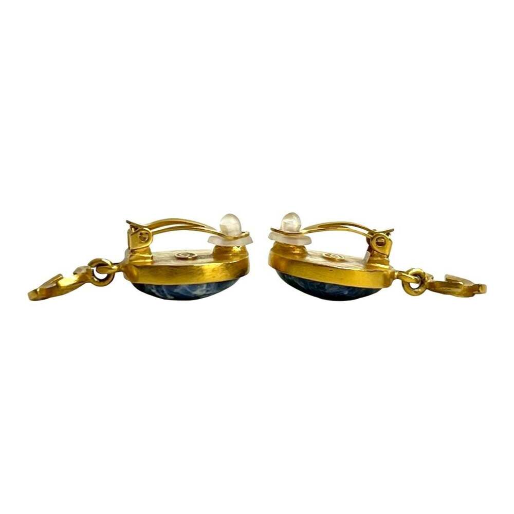 CHANEL Blue Logo Earrings - Picture 2 of 6